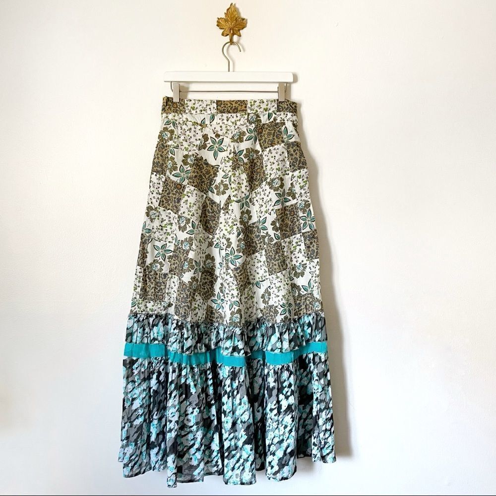 Anthropologie RAGA patchwork floral Maxi Skirt Medium NWT
